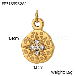 304 Stainless Steel Micro Pave Cubic Zirconia Pendants&nbsp;STAS-OY011-08G