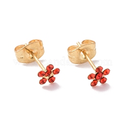 Rhinestone Flower Stud Earrings with 316L Surgical Stainless Steel Pins&nbsp;EJEW-P204-03G