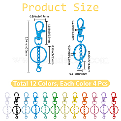 48Pcs 12 Colors Spray Printed Alloy Keychain Clasps&nbsp;FIND-SC0022-38