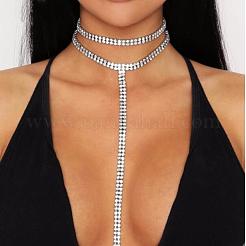 Alloy Full Crystal Rhinestone Long Tassel Y Necklaces for Nightclub&nbsp;FS-WG5F917-02