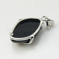 Natural Dyed & Heated Black Agate Pendants&nbsp;G-G073-3