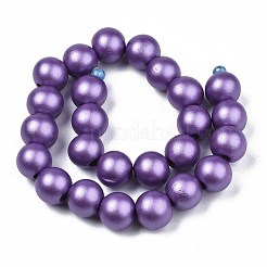 Painted Natural Wood Beads Strands&nbsp;WOOD-S053-58F