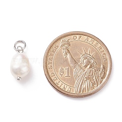 Grade B Natural Cultured Freshwater Pearl Charms&nbsp;PALLOY-JF01497-02