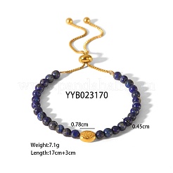 Adjustable Natural Round Lapis Lazuli Beads Slider Bracelets&nbsp;LS-LF2079-3