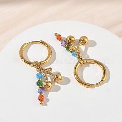 304 Stainless Steel & Rhinestone Hoop Dangle Earrings&nbsp;EJEW-T059-02