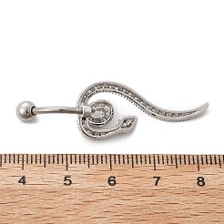 Alloy Rhinestone Snake Curved Barbell Belly Rings&nbsp;AJEW-R007-03P-02