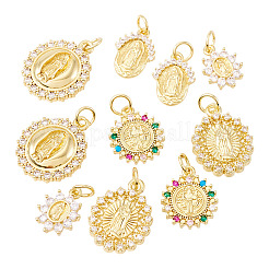 10Pcs 5 Styles Brass Micro Pave Cubic Zirconia Pendants&nbsp;KK-TA0002-40