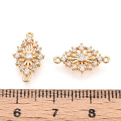 Brass Pave Clear Cubic Zirconia Connector Charms&nbsp;KK-T078-18G-01