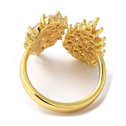 Cubic Zirconia Double Wing Open Cuff Rings&nbsp;RJEW-Q168-03G-01