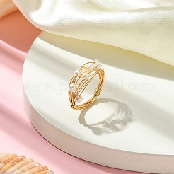 Shell Pearl Beaded Finger Ring&nbsp;RJEW-TA00085