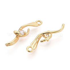 Brass Micro Pave Clear Cubic Zirconia Pendants&nbsp;KK-T078-01G-07