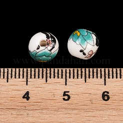 Floral Printed Porcelain Beads&nbsp;PORC-Q199-8mm-17