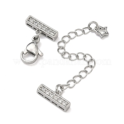 Brass Micro Pave Clear Cubic Zirconia Curb Chain Extender&nbsp;KK-G556-08P-01