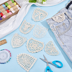 21Pcs 7 Styles Cotton Hollow Out Embroidery Sew on Cloth Patches&nbsp;PATC-BC0001-30B