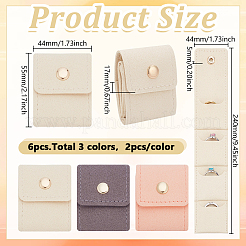 6Pcs 3 Colors PU Leather Jewelry Rolls&nbsp;ABAG-GO0001-30