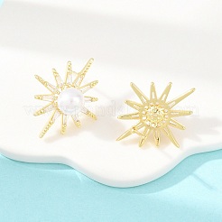 Brass Micro Pave Clear Cubic Zirconia Stud Earrings&nbsp;EJEW-F405-03G