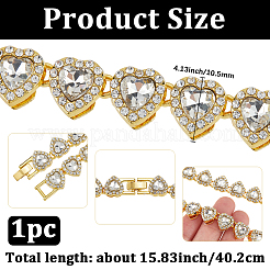 1Pc Heart Zinc Alloy Crystal Rhinestone Cup Chain Tennis Necklaces for Women&nbsp;NJEW-SP0001-06G