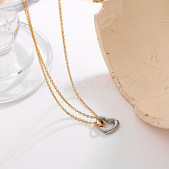 Duo Tone 304 Stainless Steel Heart Pendant Necklaces for Women&nbsp;FS-WGDA821-01