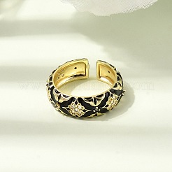 Brass Micro Pave Cubic Zirconia Cuff Open Rings for Women&nbsp;RJEW-B160-05G
