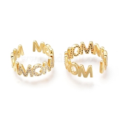 Brass Micro Pave Clear Cubic Zirconia Cuff Rings&nbsp;RJEW-I073-02G