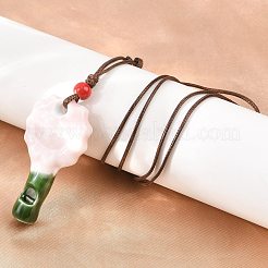 Adjustable Sunflower Porcelain Whistle Pendant Waxed Cord Necklaces for Women&nbsp;FB-CBA68CE-01A