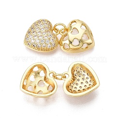 Brass Micro Pave Cubic Zirconia Heart Charms&nbsp;KK-N287-35G