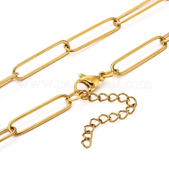 304 Stainless Steel Paperclip Chain Necklace&nbsp;NJEW-M183-04G-A
