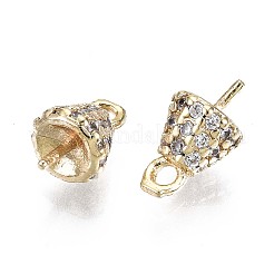Brass Micro Pave Clear Cubic Zirconia Peg Bails Pendants&nbsp;KK-T056-33G-NF