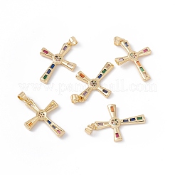 Rack Plating Brass Micro Pave Colorful Cubic Zirconia Pendants&nbsp;ZIRC-C040-05G