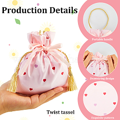 Heart Printed Cloth Drawstring Storage Bags&nbsp;ABAG-WH20010-20C-02