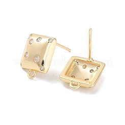 Brass Micro Pave Cubic Zirconia Stud Earring Findings&nbsp;KK-E107-12G