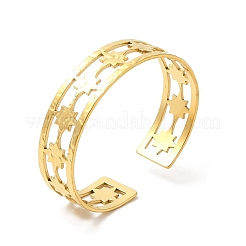 Ion Plating(IP) 304 Stainless Steel Star Open Cuff Bangles&nbsp;BJEW-L682-026G