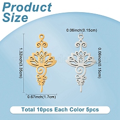 10Pcs 2 Colors 201 Stainless Steel Pendants&nbsp;STAS-YW0011-06