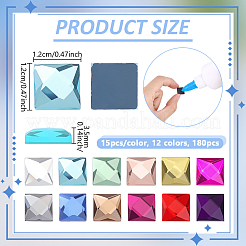 180Pcs 12 Colors Flat Back Glass Rhinestone Cabochons&nbsp;GLAA-PH0003-76