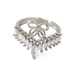 Flower Brass Micro Pave Cubic Zirconia Adjustable Ring Settings&nbsp;KK-K297-10P