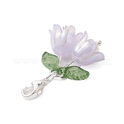 5Pcs 5 Colors Flower Acrylic & Shell Pearl Pendant Decoration&nbsp;HJEW-TA00282