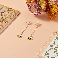 Alloy Enamel Bee with Resin Daisy Dangle Stud Earrings&nbsp;EJEW-JE05228
