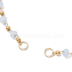 Handmade 304 Stainless Steel and Faceted Rondelle Glass Beaded Chain Bracelet Making&nbsp;AJEW-JB01476-02