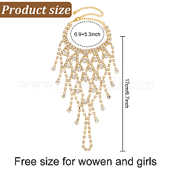 2Pcs 2 Colors Crystal Rhinestone Chain Tassel Ring Bracelets Set&nbsp;BJEW-AN0001-19