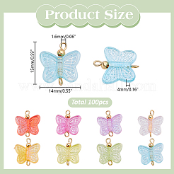 100Pcs AB Color Plated Transparent Acrylic Butterfly Connector Charms&nbsp;PALLOY-AR00034