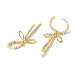 Bowknot Brass Micro Pave Clear Cubic Zirconia Hoop Earrings for Women&nbsp;EJEW-A110-02G