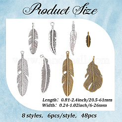 48Pcs 8 Styles Tibetan Style Alloy Pendants&nbsp;FIND-GF0009-04