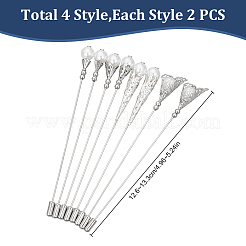 8Pcs 4 Styles Brass Brooch Pin&nbsp;JEWB-DR00020