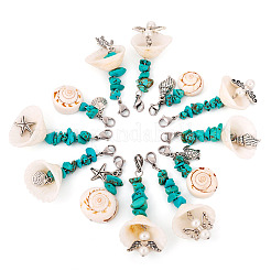 Shell & Synthetic Turquoise Pendant Deocration&nbsp;HJEW-TAC0057