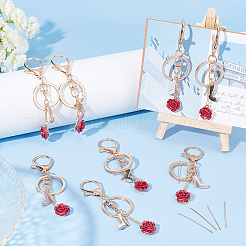 Plastic Rose with Alloy Enamel Rhinestone High-heeled Shoe Pendant Keychain&nbsp;KEYC-AB00022