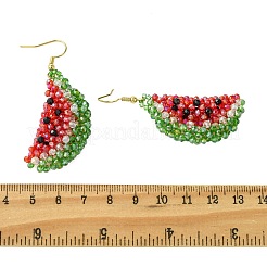 Glass Seed with Natural Black Spinel Dangle Earrings&nbsp;EJEW-MZ00728