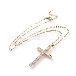 Brass Micro Pave Cubic Zirconia Pendant Necklaces&nbsp;NJEW-F271-01-G