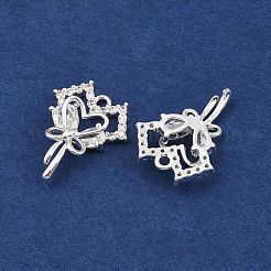 Brass Micro Pave Cubic Zirconia Pendants&nbsp;KK-K407-27S-01