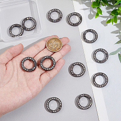 12pcs Alloy Spring Gate Ring with Rhinestone&nbsp;FIND-UN0003-37B