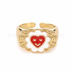 Brass Enamel Cuff Rings&nbsp;RJEW-S045-121-NR